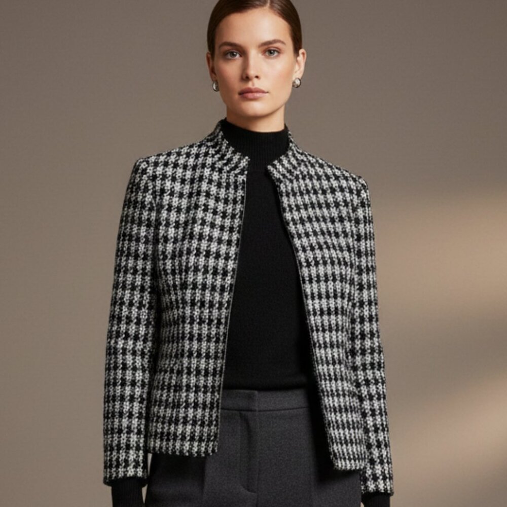 Credibility by Sheri Drobnick Houndstooth Jacket Black White Size 6